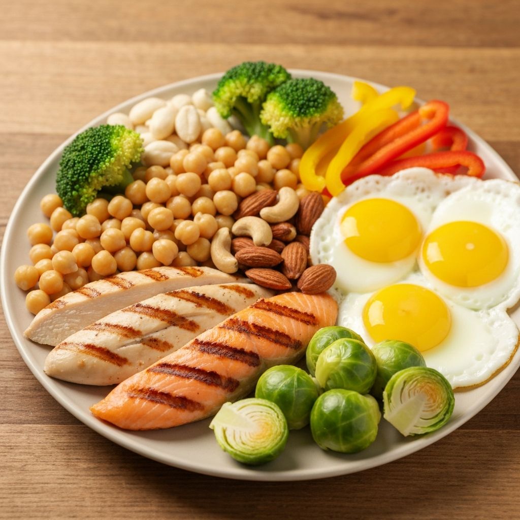 Balanced plate with protein-rich foods